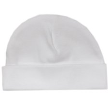 BH1: Baby Plain White Cotton Hat (Newborn) Made in UK